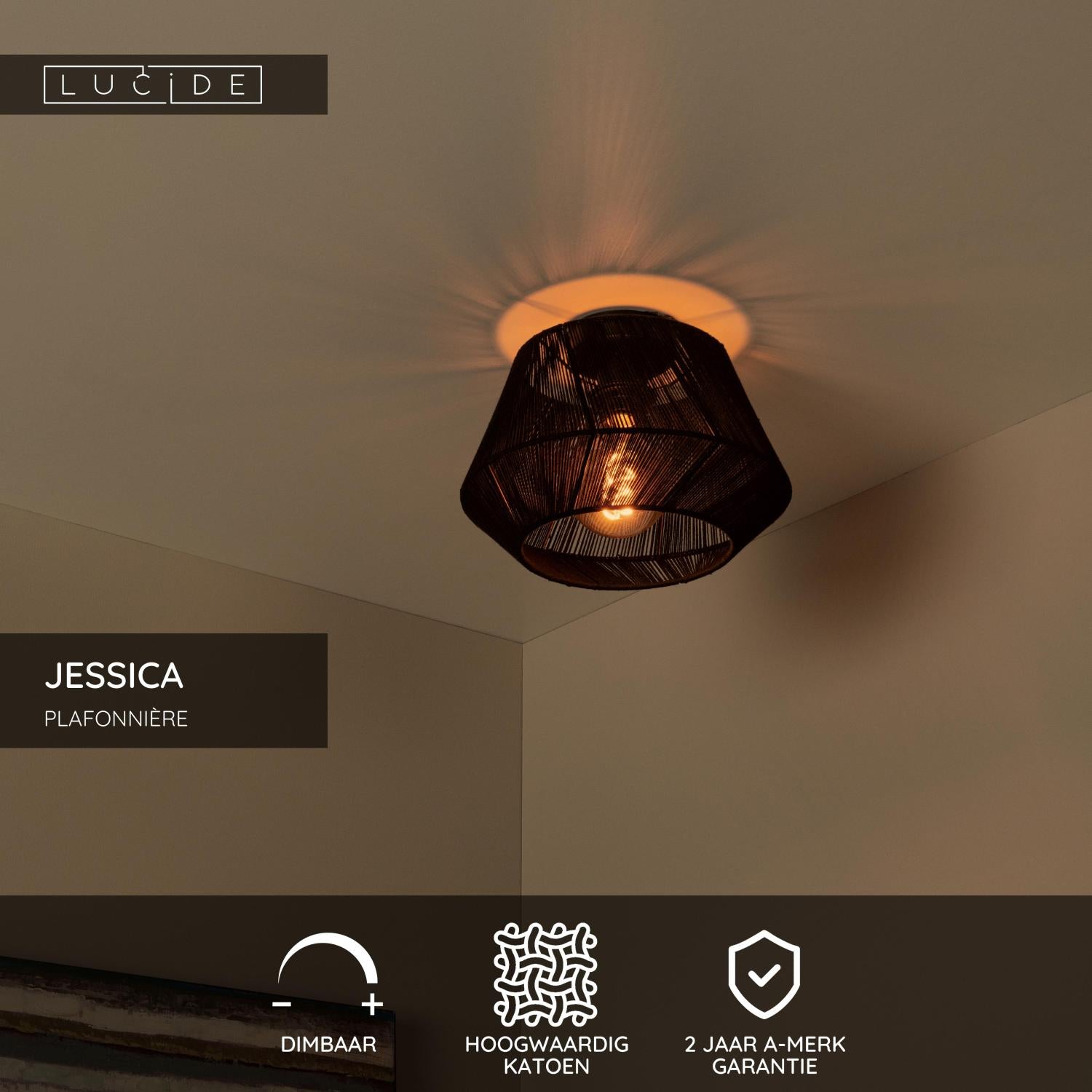 JESSICA - Plafonnier - Ø 30 cm - 1xE27 - Noir