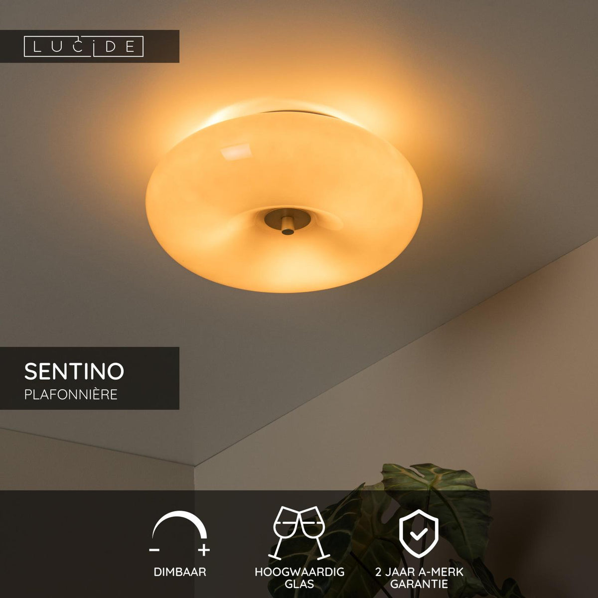 Lucide - SENTINO - Plafonnière - Ø 30 cm - 3xG9 - Taupe - IP20