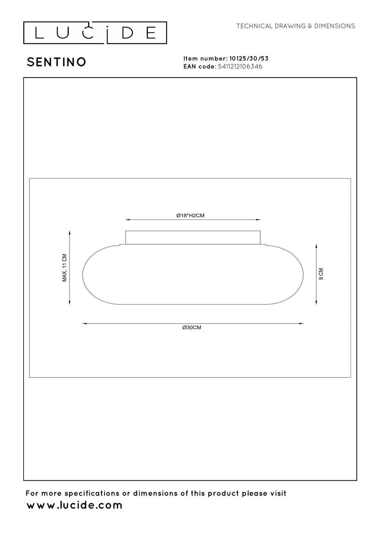 Lucide - SENTINO - Plafonnière - Ø 30 cm - 3xG9 - Oranje - IP20