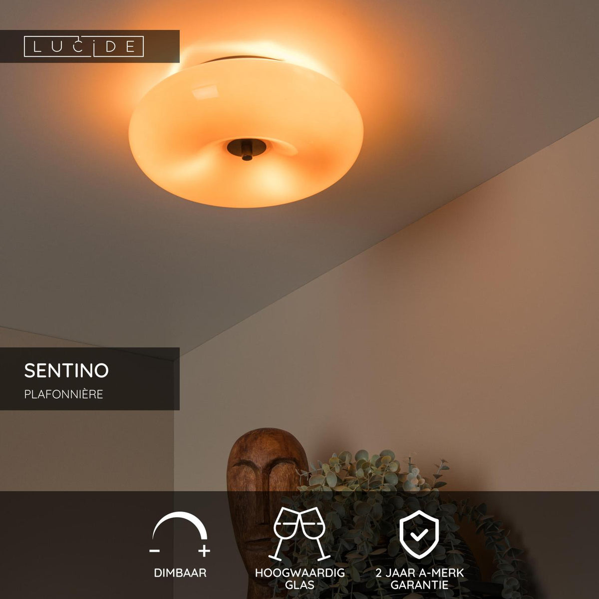 Lucide - SENTINO - Plafonnière - Ø 30 cm - 3xG9 - Oranje - IP20