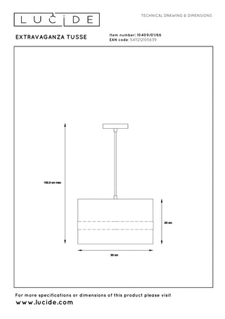 EXTRAVAGANZA TUSSE - Hanglamp - Ø 30 cm - 1xE27 - Roze