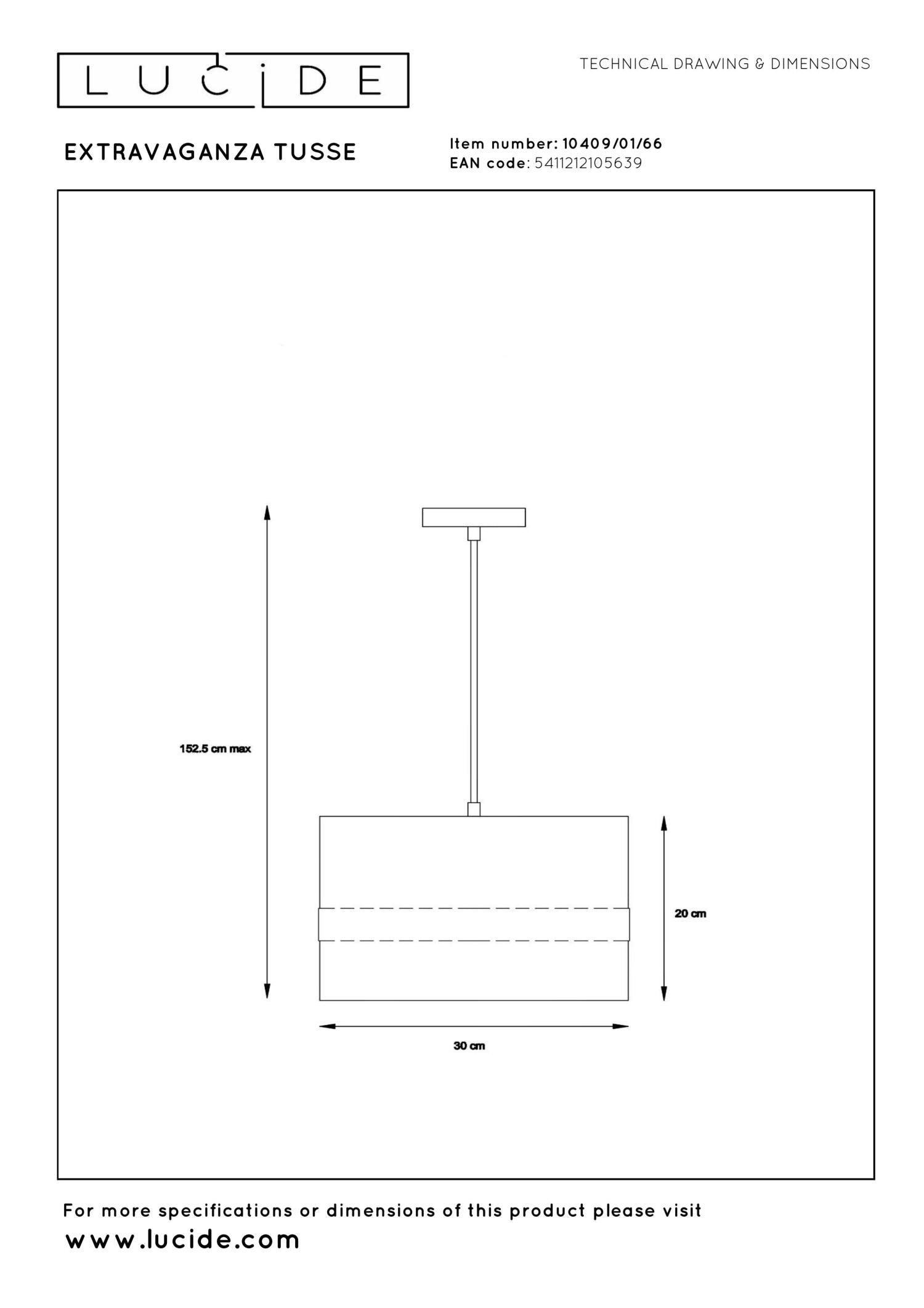 EXTRAVAGANZA TUSSE - Hanglamp - Ø 30 cm - 1xE27 - Roze