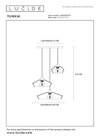 YUNKAI - Hanglamp - Ø 60 cm - 3xE27 - Naturel