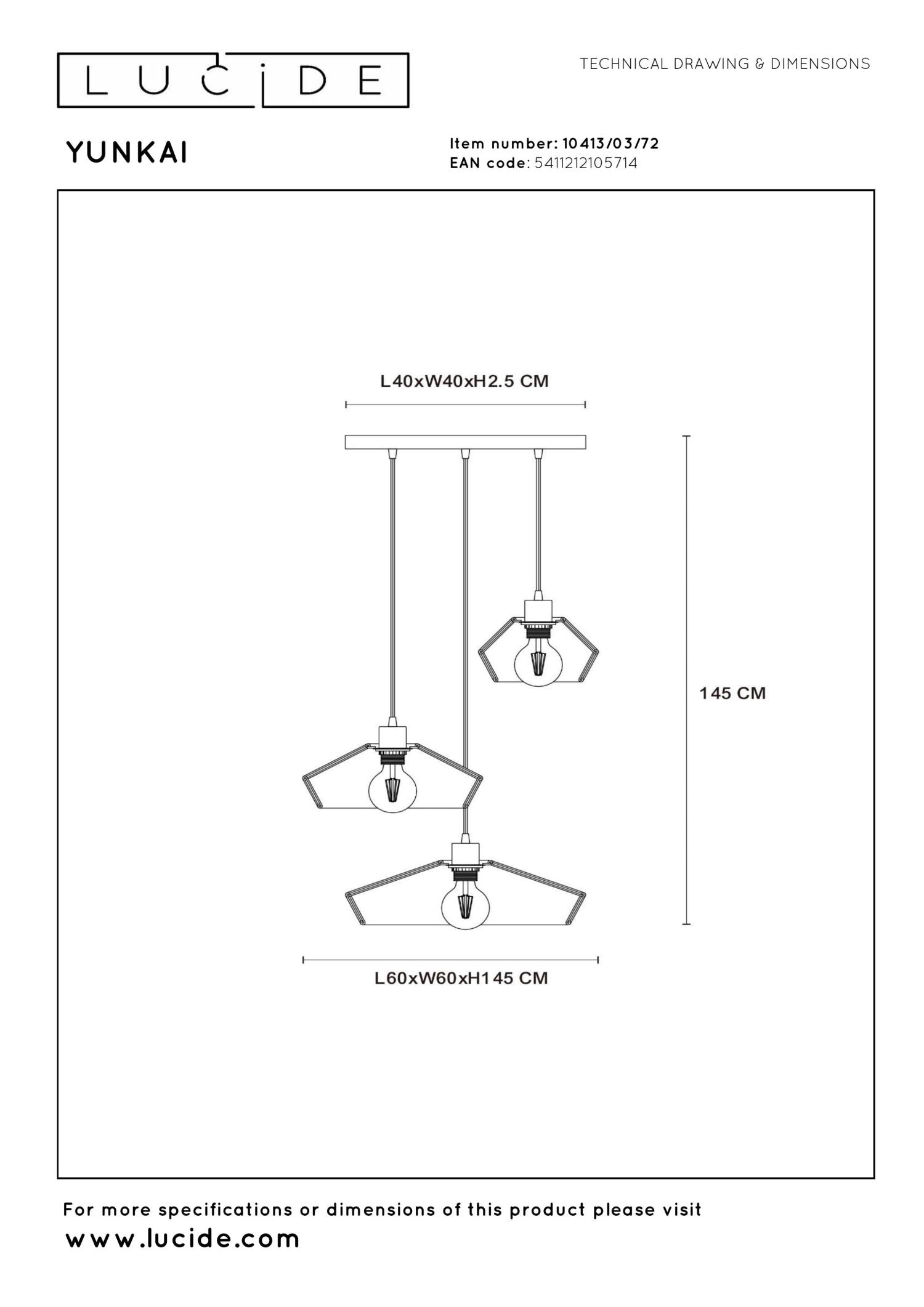 YUNKAI - Hanglamp - Ø 60 cm - 3xE27 - Naturel