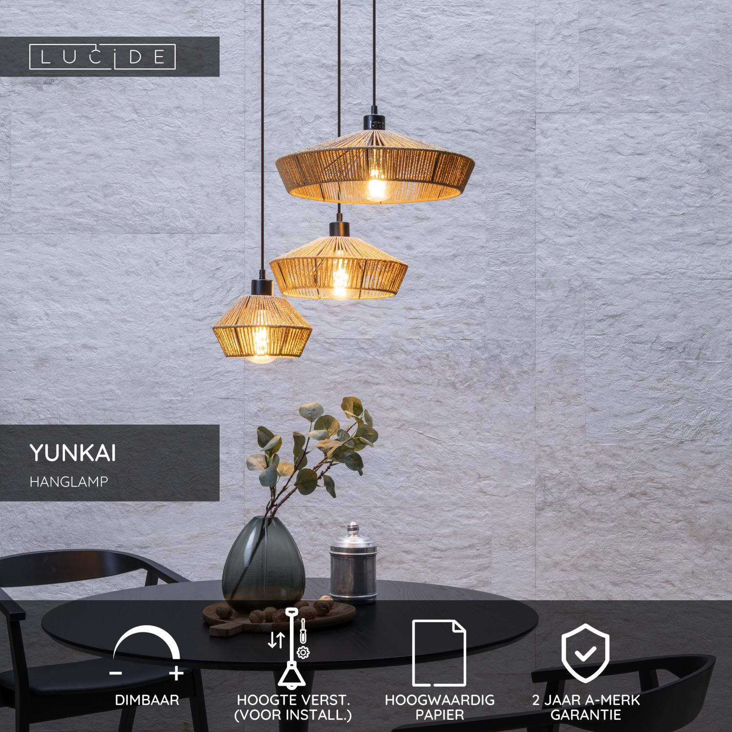 YUNKAI - Hanglamp - Ø 60 cm - 3xE27 - Naturel