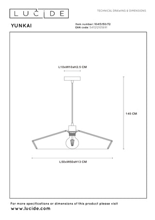 YUNKAI - Suspension - Ø 50 cm - 1xE27 - Naturel