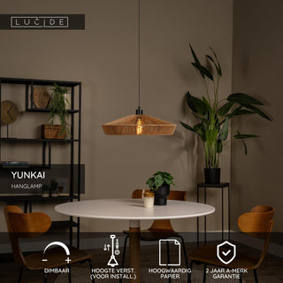 YUNKAI - Suspension - Ø 50 cm - 1xE27 - Naturel