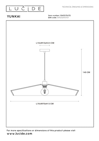 YUNKAI - Suspension - Ø 70 cm - 1xE27 - Naturel