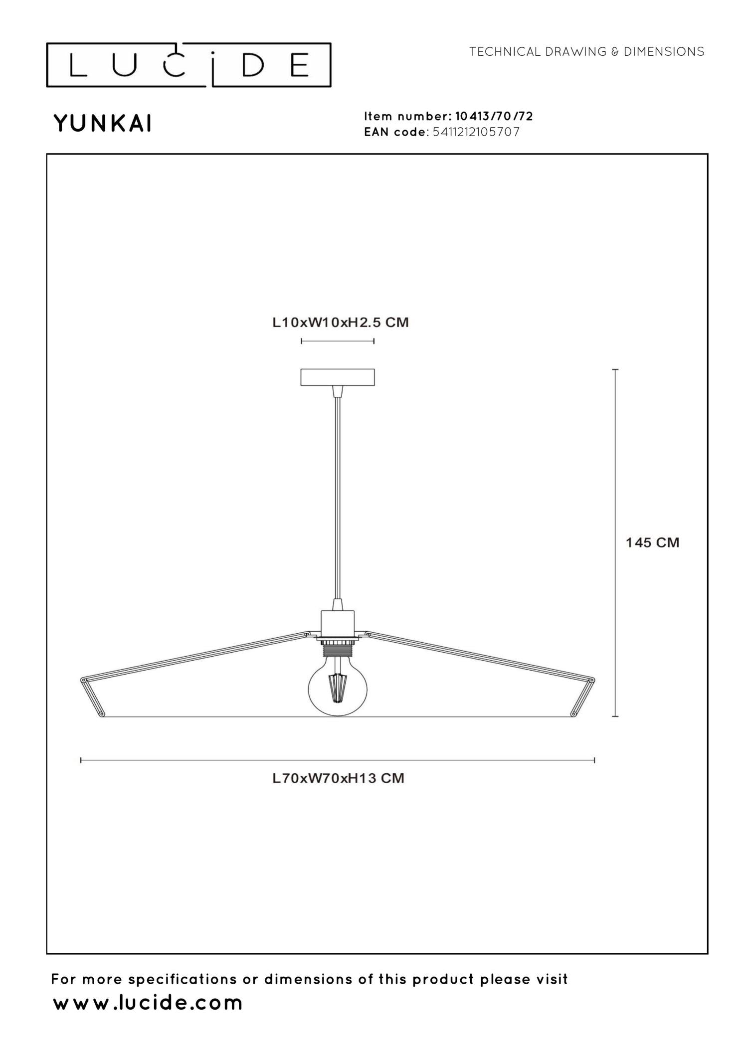 YUNKAI - Suspension - Ø 70 cm - 1xE27 - Naturel