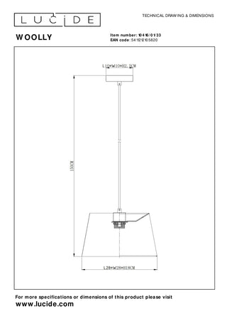 WOOLLY - Suspension - Ø 28 cm - 1xE27 - Vert