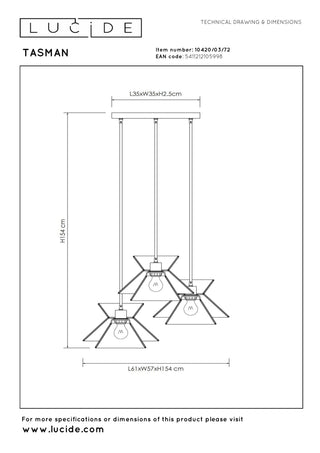 TASMAN - Suspension - 3xE27 - Naturel
