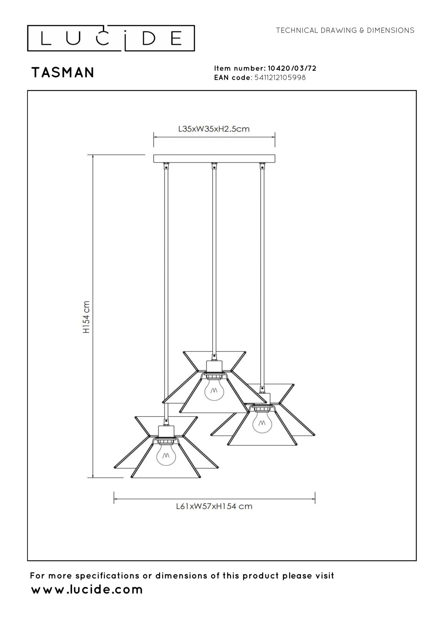 TASMAN - Suspension - 3xE27 - Naturel