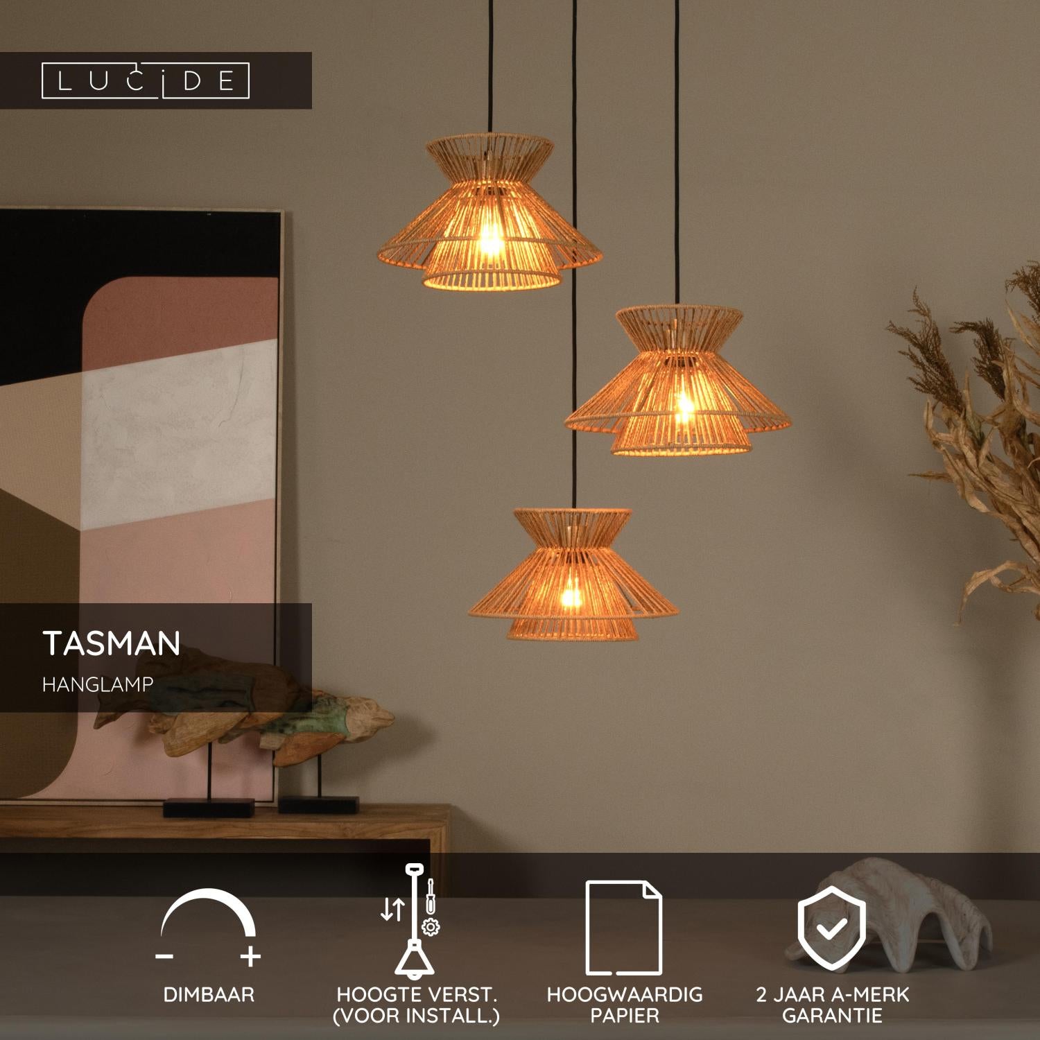 TASMAN - Suspension - 3xE27 - Naturel