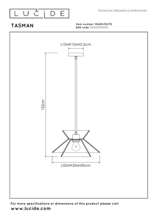 TASMAN - Hanglamp - 1xE27 - Naturel