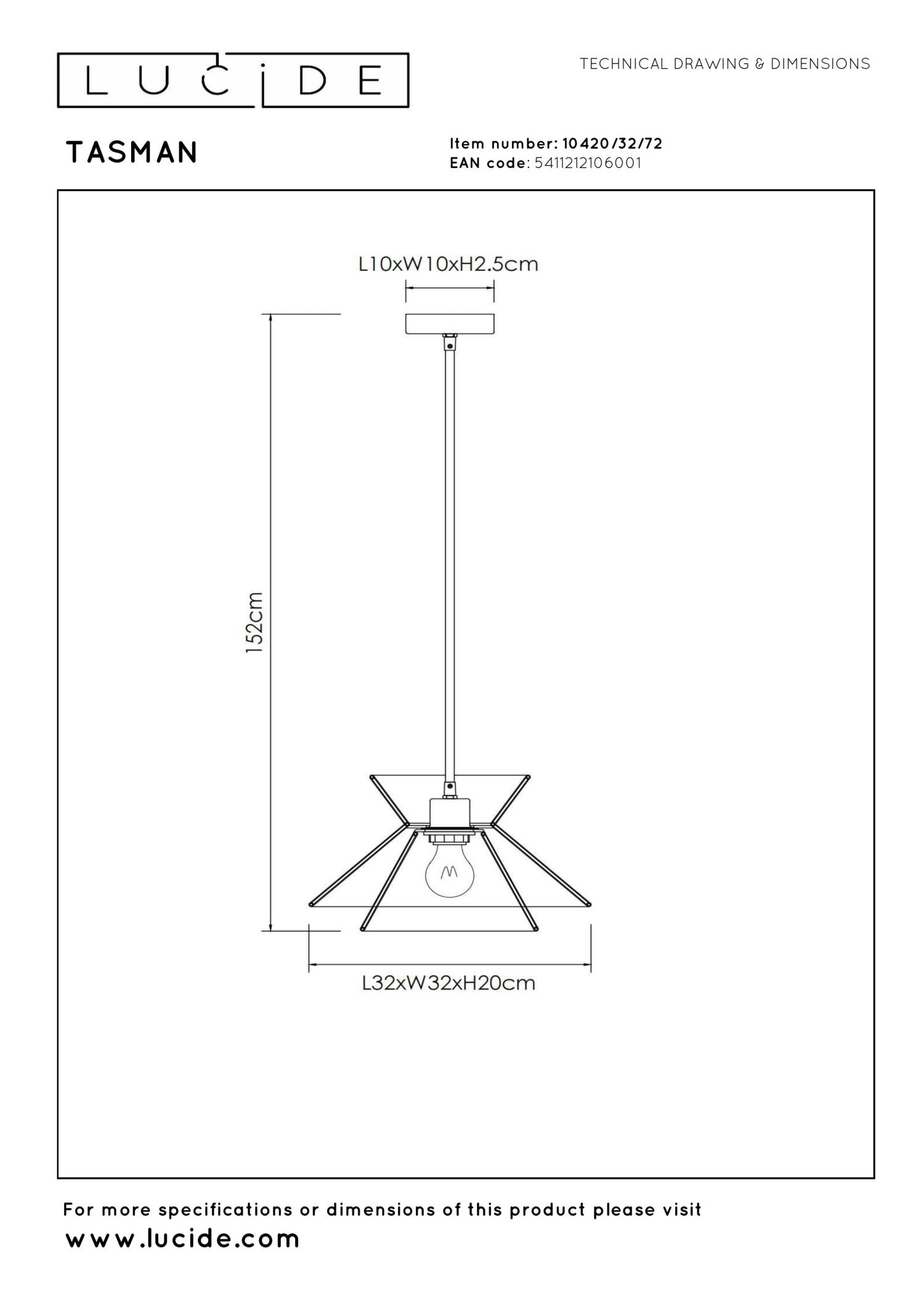 TASMAN - Hanglamp - 1xE27 - Naturel