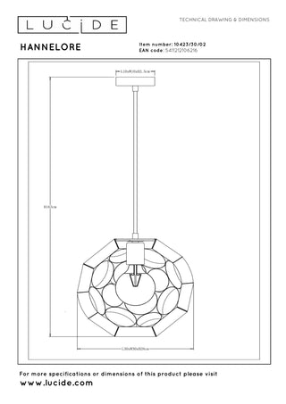 HANNELORE - Hanglamp - Ø 30 cm - 1xE27 - Mat Goud / Messing