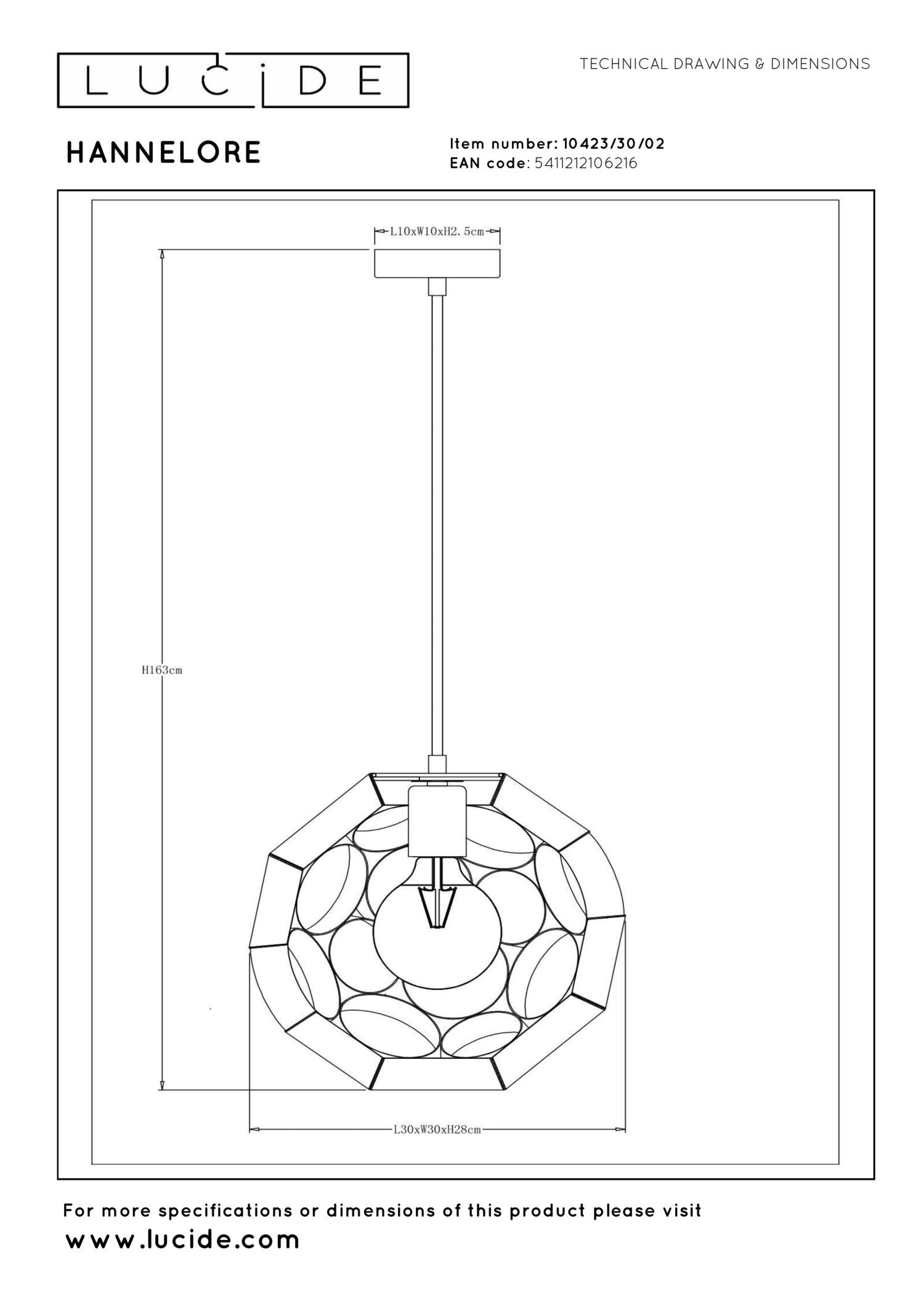 HANNELORE - Hanglamp - Ø 30 cm - 1xE27 - Mat Goud / Messing
