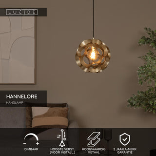 HANNELORE - Hanglamp - Ø 30 cm - 1xE27 - Mat Goud / Messing