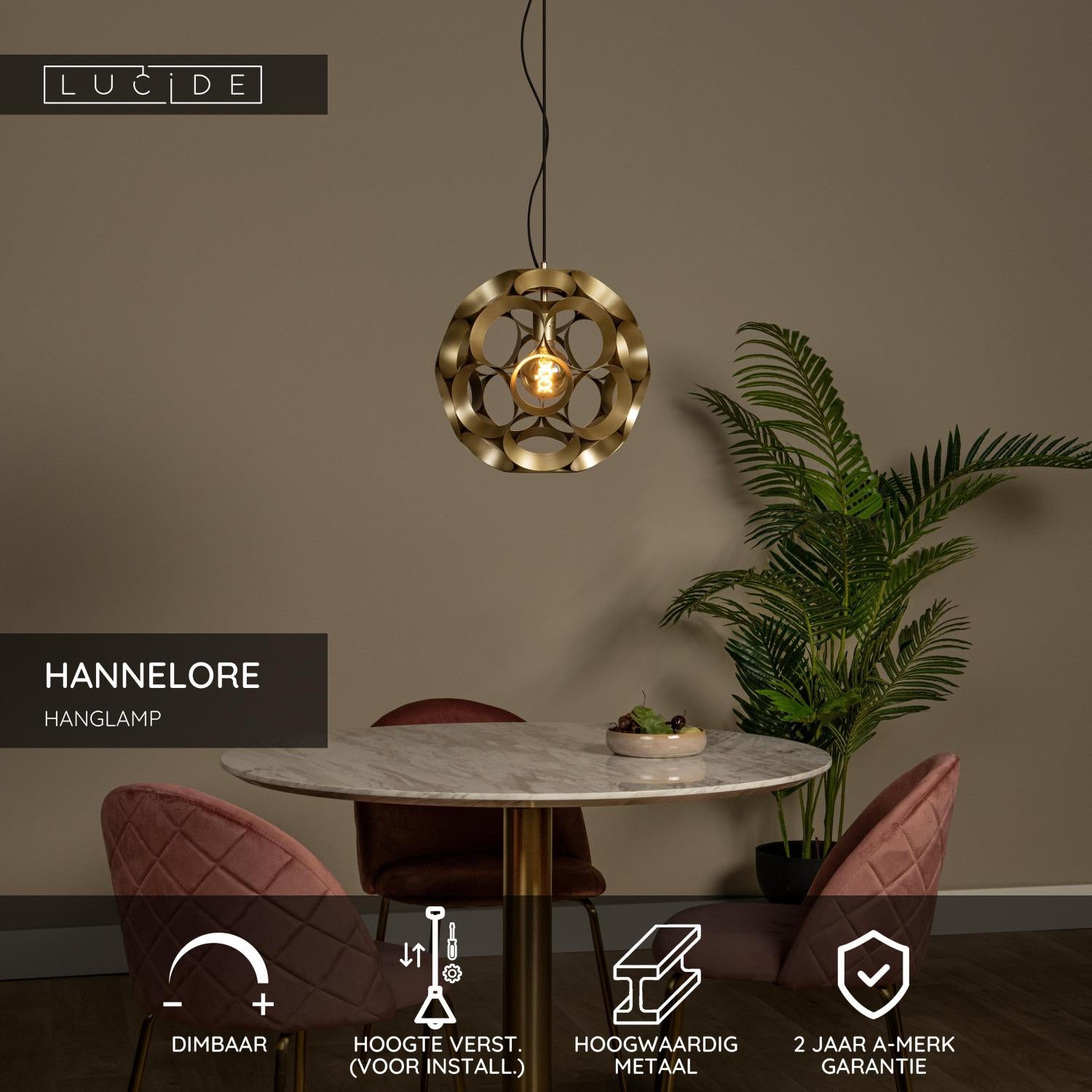 HANNELORE - Hanglamp - Ø 40 cm - 1xE27 - Mat Goud / Messing