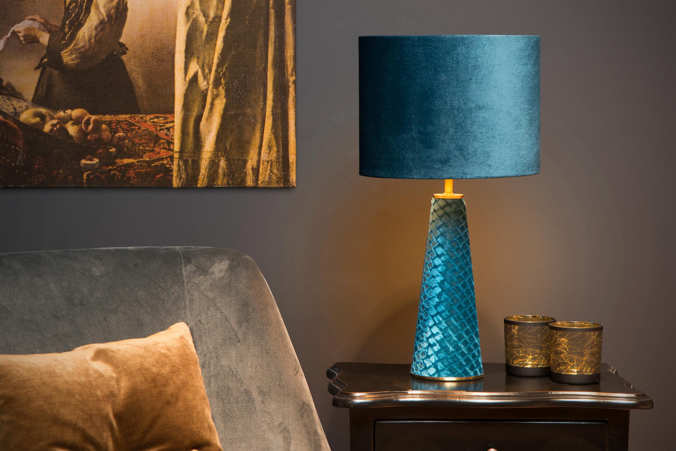 EXTRAVAGANZA VELVET - Lampe de table - Ø 25 cm - 1xE27 - Turquoise