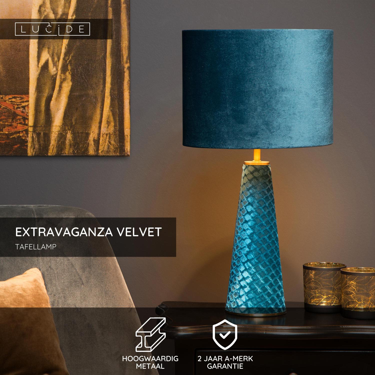 EXTRAVAGANZA VELVET - Lampe de table - Ø 25 cm - 1xE27 - Turquoise