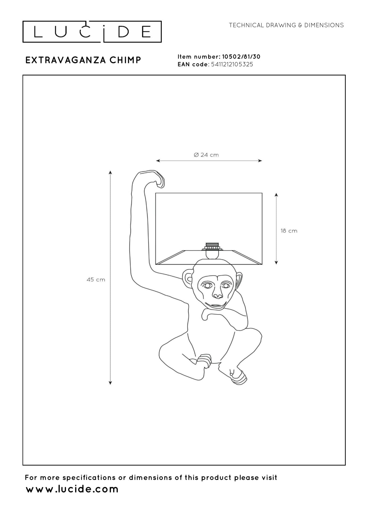 EXTRAVAGANZA CHIMP - Tafellamp - Ø 30 cm - 1xE14 - Zwart