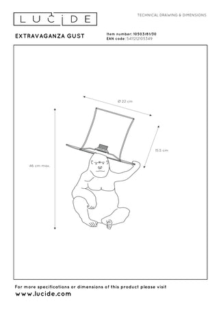 EXTRAVAGANZA GUST - Tafellamp - Ø 22 cm - 1xE14 - Zwart