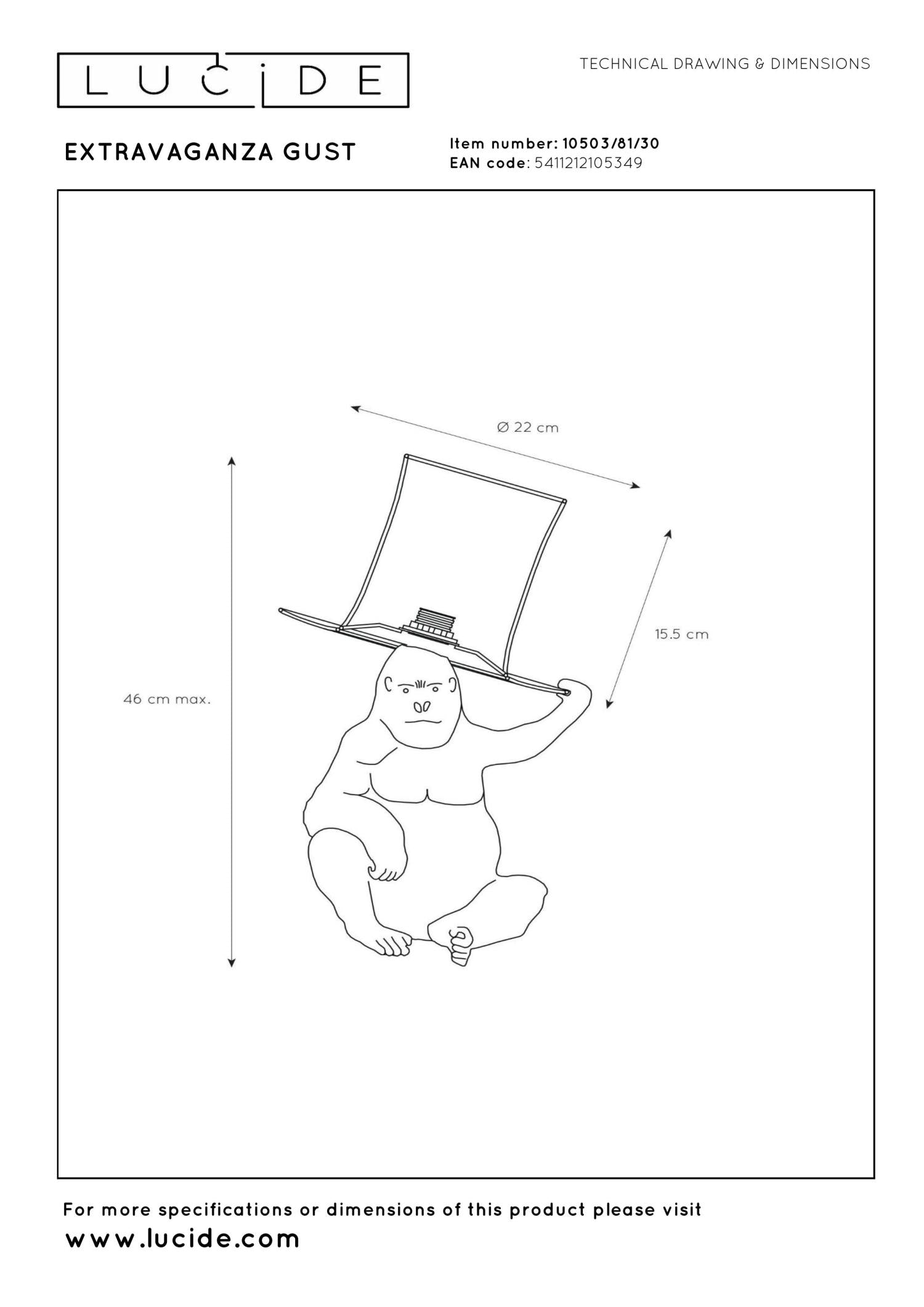EXTRAVAGANZA GUST - Tafellamp - Ø 22 cm - 1xE14 - Zwart