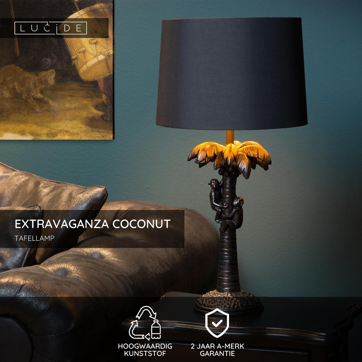 EXTRAVAGANZA COCONUT - Tafellamp - Ø 30,5 cm - 1xE27 - Zwart