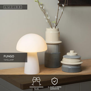 FUNGO - Tafellamp - 1xE27 - Opaal