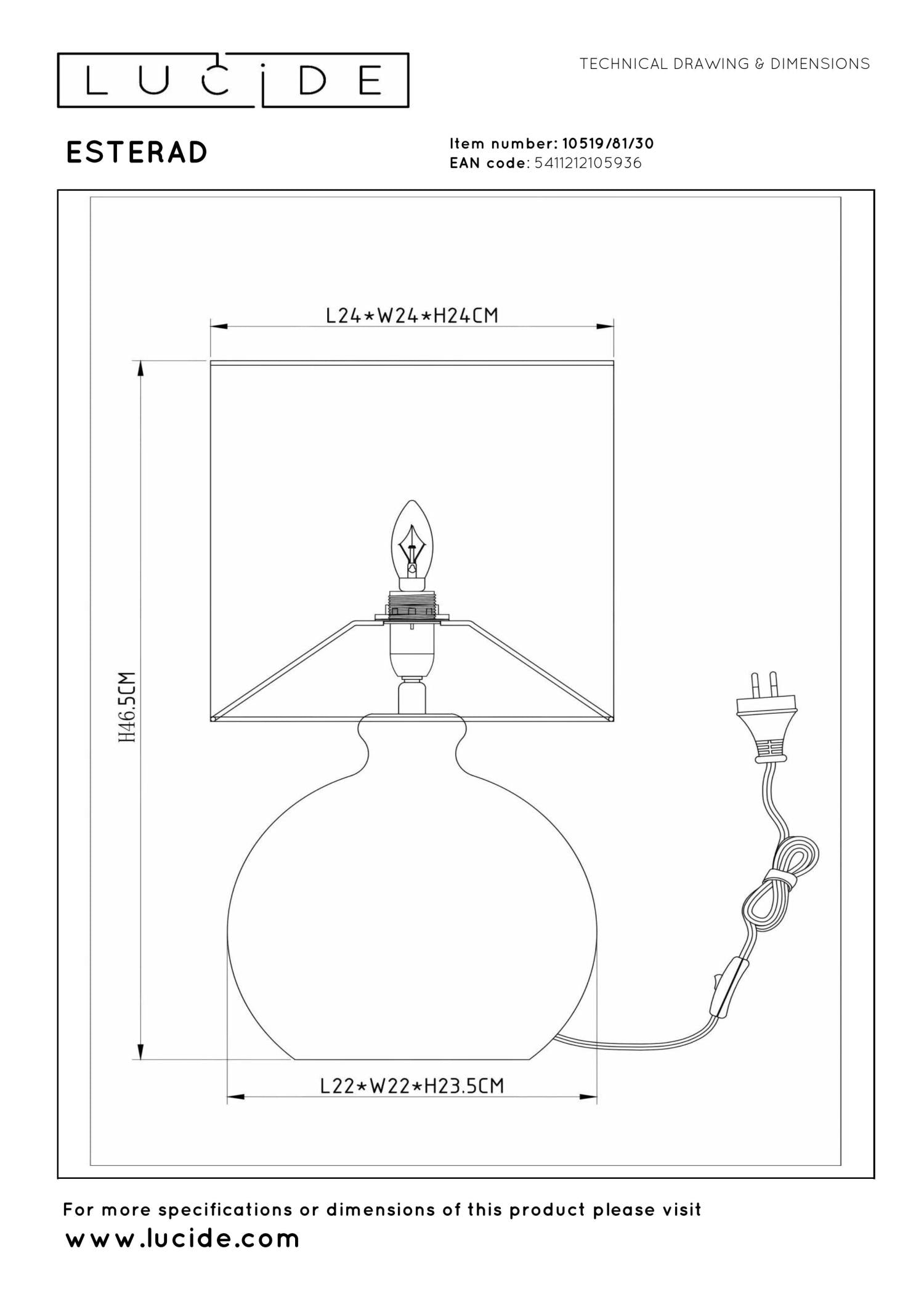 ESTERAD - Lampe de table - Ø 24 cm - 1xE14 - Noir