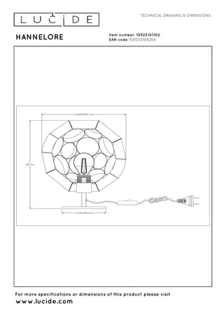 HANNELORE - Lampe de table - Ø 25 cm - 1xE27 - Or mat / Laiton