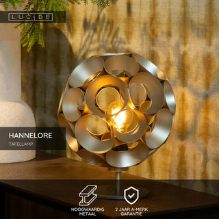 HANNELORE - Lampe de table - Ø 25 cm - 1xE27 - Or mat / Laiton