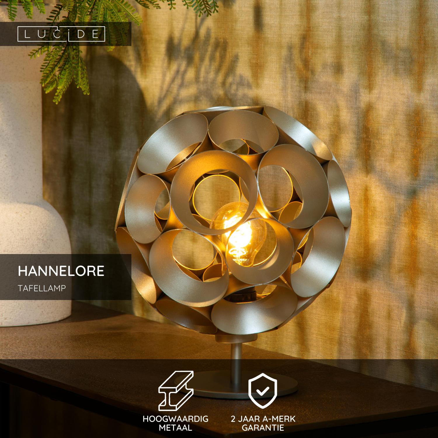 HANNELORE - Lampe de table - Ø 25 cm - 1xE27 - Or mat / Laiton