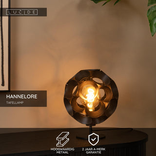 HANNELORE - Tafellamp - Ø 25 cm - 1xE27 - Zwart