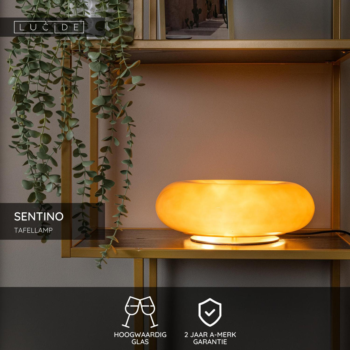 Lucide - SENTINO - Tafellamp - Ø 29,5 cm - 3xG9 - Taupe - IP20