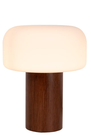 KENAN - Tafellamp - Ø 22 cm - 1xE14 - Donkere Houtlook