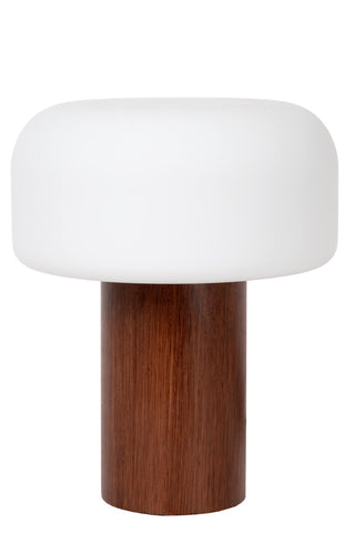 KENAN - Tafellamp - Ø 22 cm - 1xE14 - Donkere Houtlook
