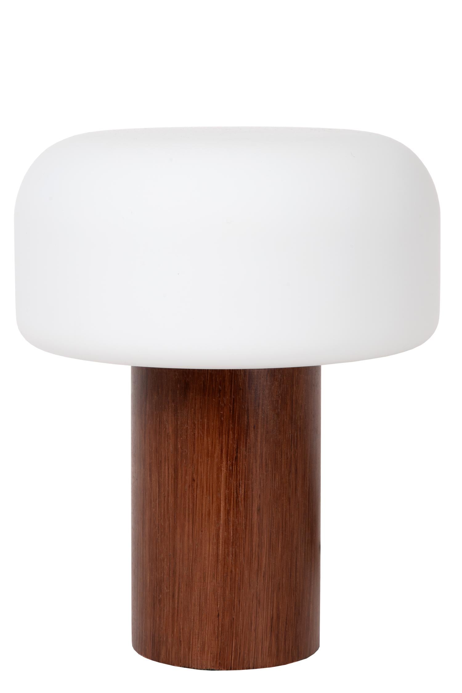 KENAN - Tafellamp - Ø 22 cm - 1xE14 - Donkere Houtlook