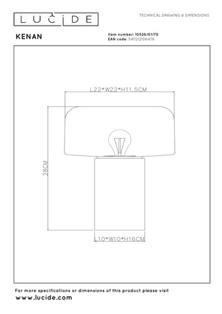 KENAN - Tafellamp - Ø 22 cm - 1xE14 - Donkere Houtlook