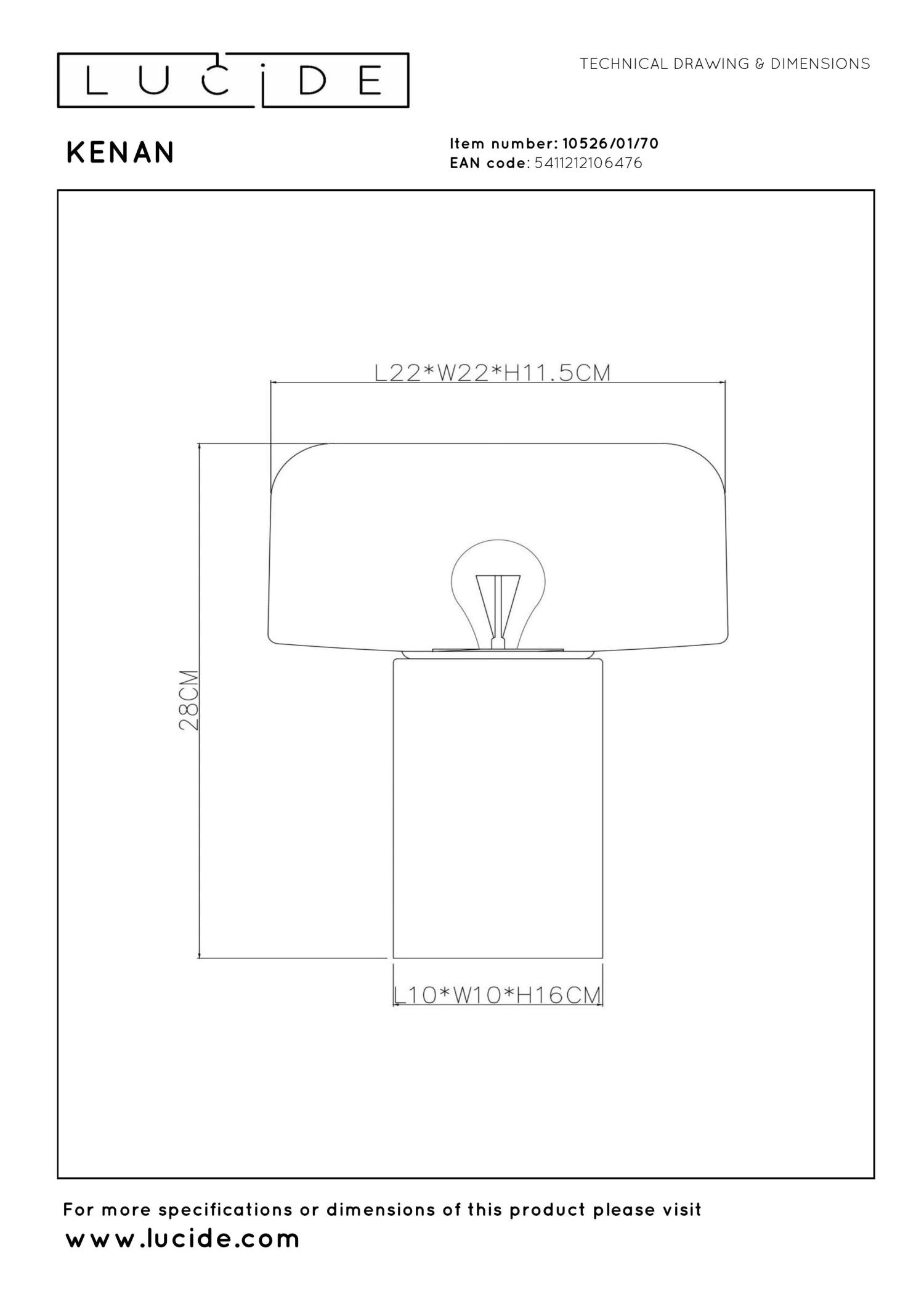KENAN - Tafellamp - Ø 22 cm - 1xE14 - Donkere Houtlook
