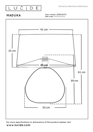 MADUKA - Tafellamp - Ø 45 cm - 1xE27 - Naturel