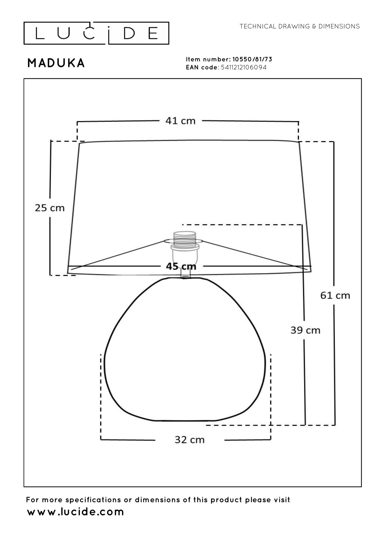 MADUKA - Tafellamp - Ø 45 cm - 1xE27 - Naturel