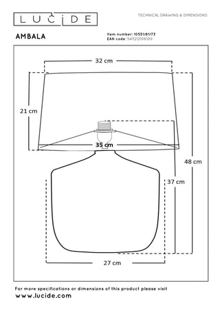 AMBALA - Tafellamp - Ø 35 cm - 1xE27 - Naturel