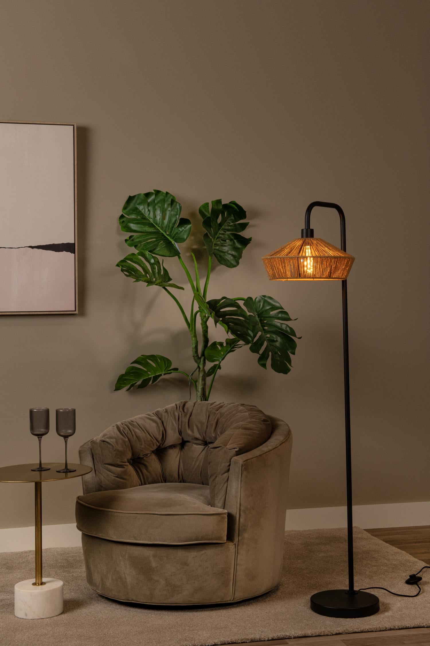 YUNKAI - Lampadaire - Ø 40 cm - 1xE27 - Naturel
