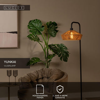 YUNKAI - Lampadaire - Ø 40 cm - 1xE27 - Naturel