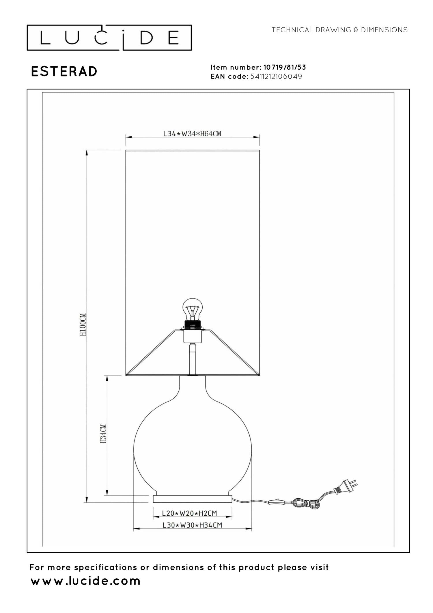 ESTERAD - Floor lamp - Ø 34 cm - 1xE27 - Orange