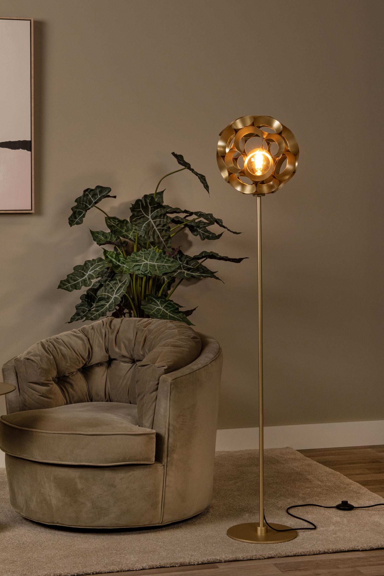 HANNELORE - Vloerlamp - Ø 30 cm - 1xE27 - Mat Goud / Messing