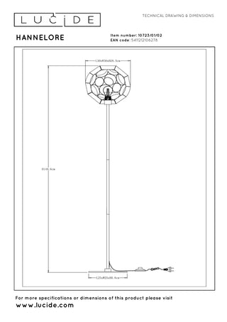 HANNELORE - Vloerlamp - Ø 30 cm - 1xE27 - Mat Goud / Messing