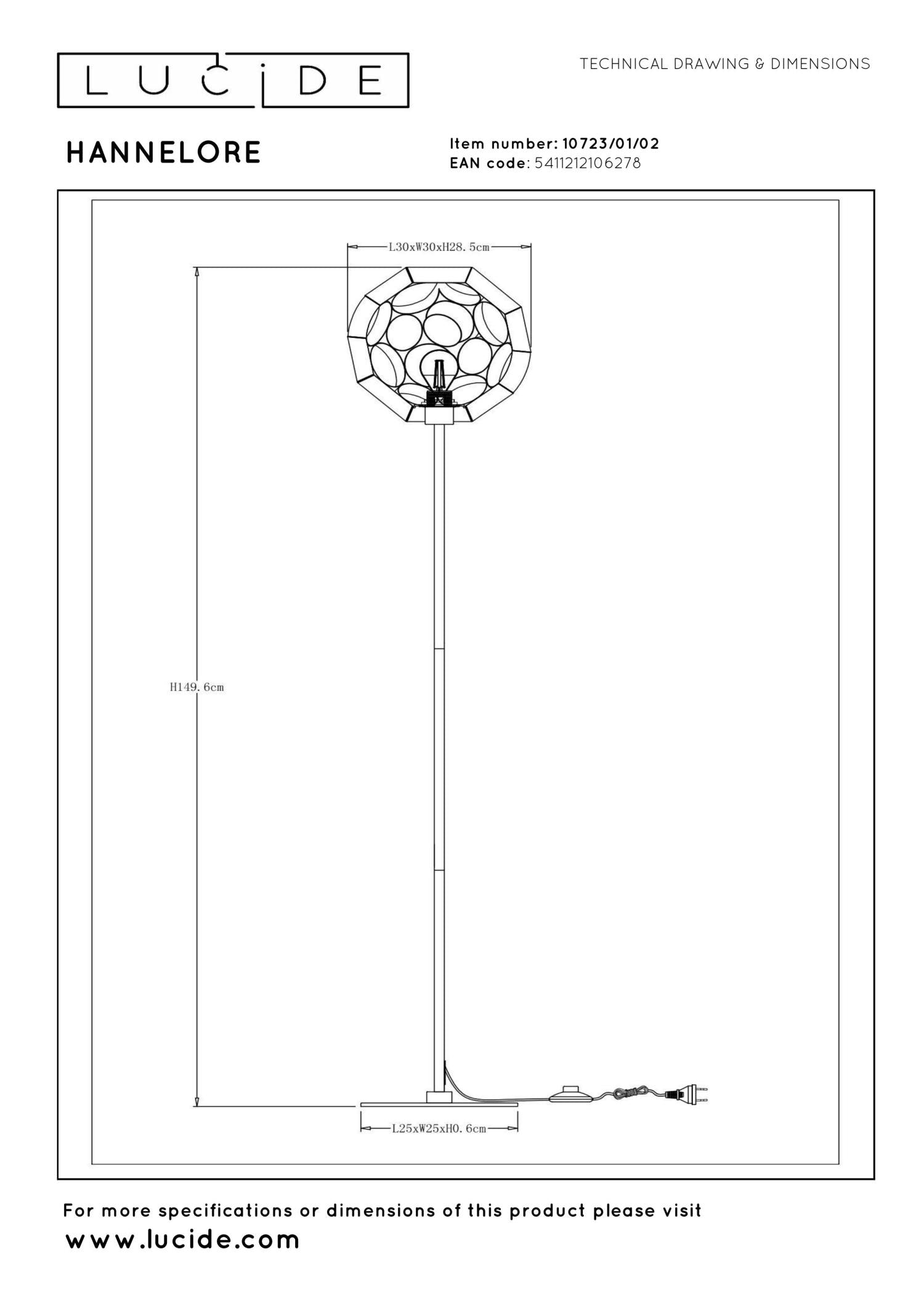 HANNELORE - Vloerlamp - Ø 30 cm - 1xE27 - Mat Goud / Messing